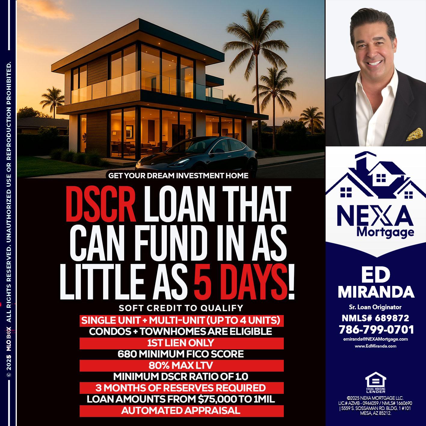 DSCR LOAN - Ed Miranda -Senior Loan Originator