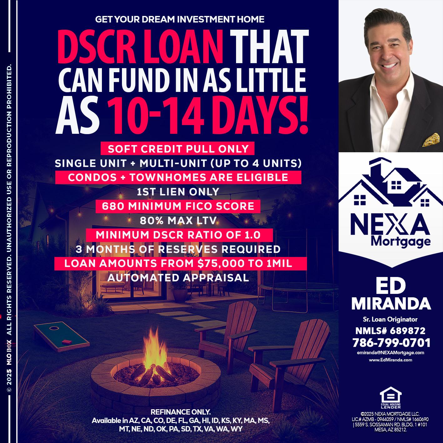 DSCR LOAN - Ed Miranda -Senior Loan Originator