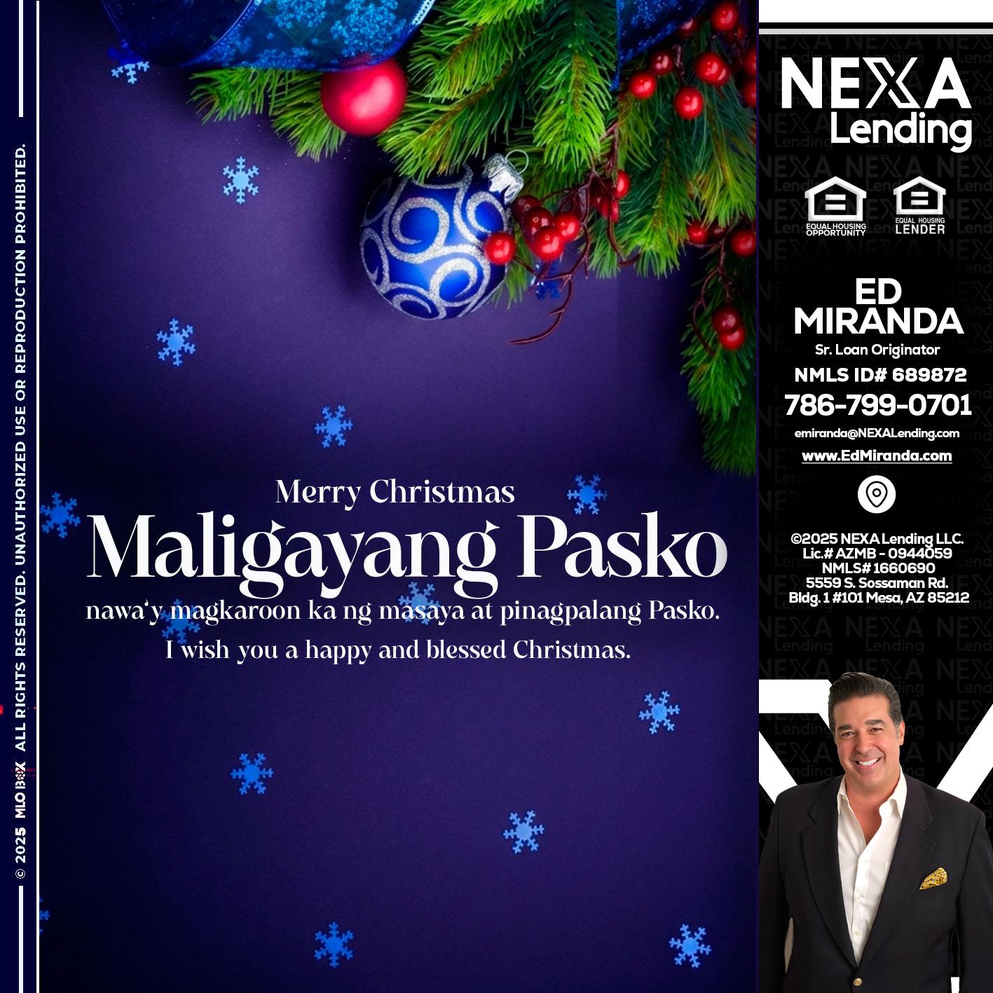 Maligayang Pasko - Ed Miranda -Senior Loan Originator