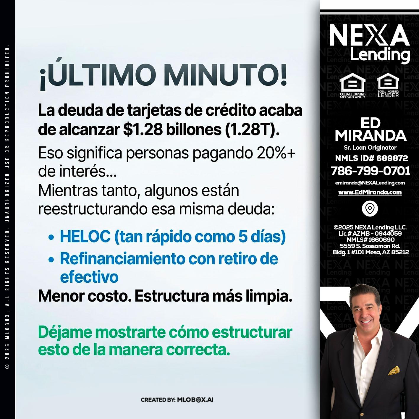ultimo minuto - Ed Miranda -Senior Loan Originator