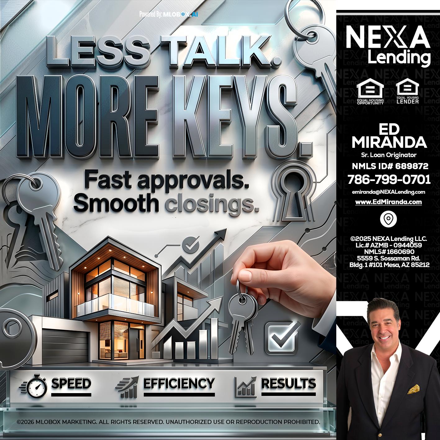 LESS TALK, MORE KEYS! - Ed Miranda -Senior Loan Originator