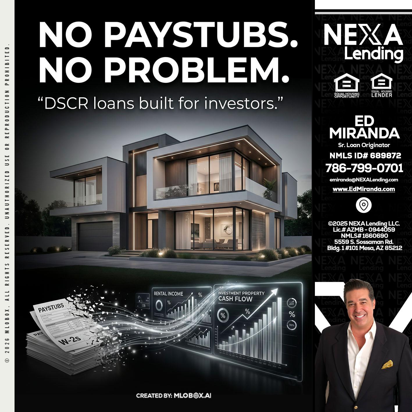 no paystub - Ed Miranda -Senior Loan Originator