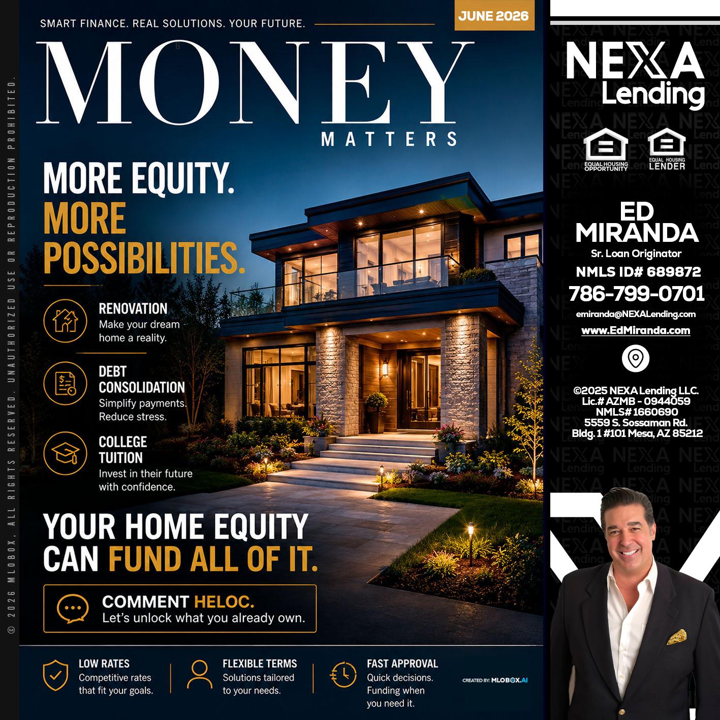 MONEY MATTERS - Ed Miranda -Senior Loan Originator